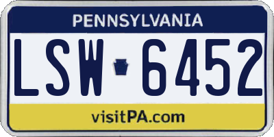 PA license plate LSW6452