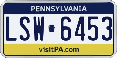 PA license plate LSW6453