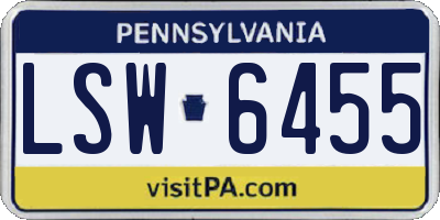 PA license plate LSW6455