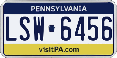 PA license plate LSW6456