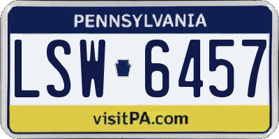 PA license plate LSW6457