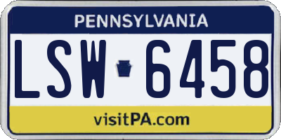 PA license plate LSW6458