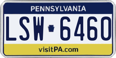 PA license plate LSW6460