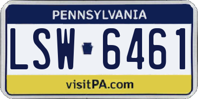 PA license plate LSW6461