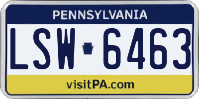 PA license plate LSW6463