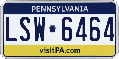 PA license plate LSW6464