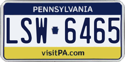 PA license plate LSW6465