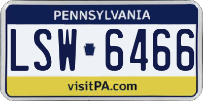 PA license plate LSW6466