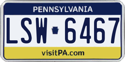 PA license plate LSW6467