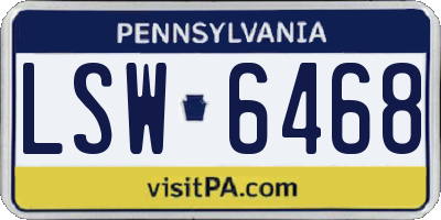 PA license plate LSW6468
