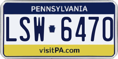 PA license plate LSW6470