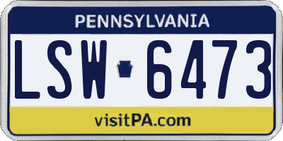 PA license plate LSW6473