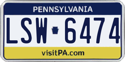 PA license plate LSW6474
