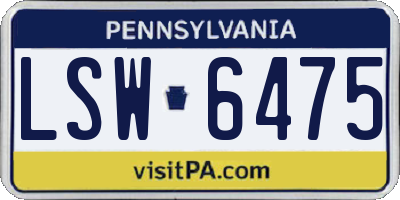 PA license plate LSW6475
