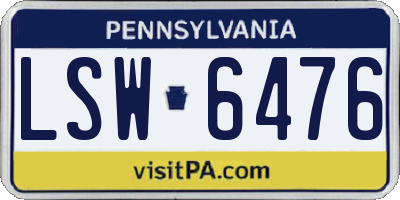 PA license plate LSW6476