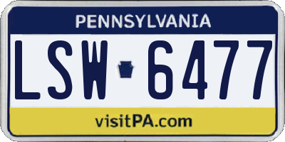 PA license plate LSW6477