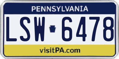 PA license plate LSW6478