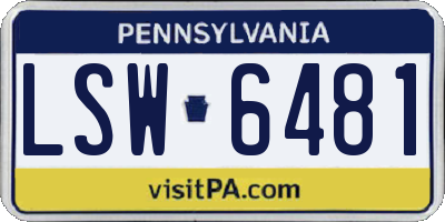 PA license plate LSW6481
