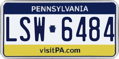 PA license plate LSW6484