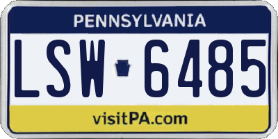 PA license plate LSW6485
