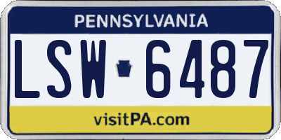 PA license plate LSW6487
