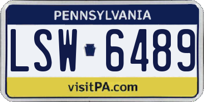 PA license plate LSW6489