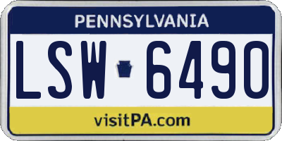 PA license plate LSW6490