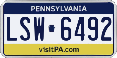 PA license plate LSW6492