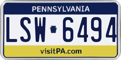 PA license plate LSW6494