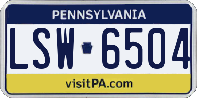 PA license plate LSW6504
