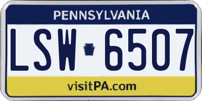 PA license plate LSW6507