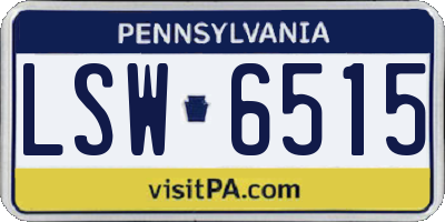 PA license plate LSW6515
