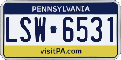 PA license plate LSW6531