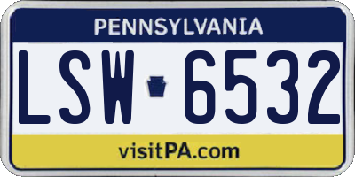 PA license plate LSW6532
