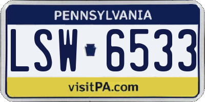 PA license plate LSW6533