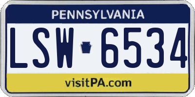PA license plate LSW6534