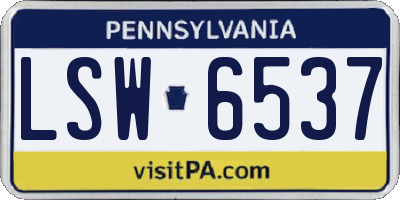 PA license plate LSW6537