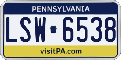 PA license plate LSW6538