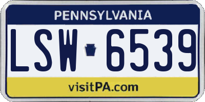 PA license plate LSW6539