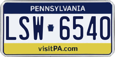 PA license plate LSW6540