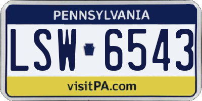 PA license plate LSW6543