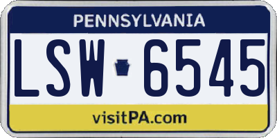 PA license plate LSW6545