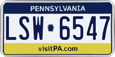 PA license plate LSW6547