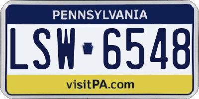 PA license plate LSW6548