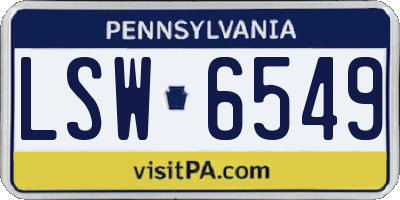PA license plate LSW6549