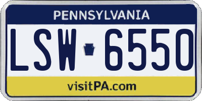 PA license plate LSW6550