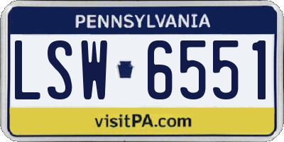 PA license plate LSW6551