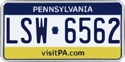 PA license plate LSW6562
