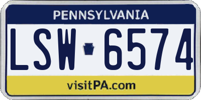 PA license plate LSW6574