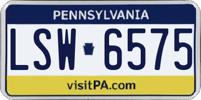 PA license plate LSW6575